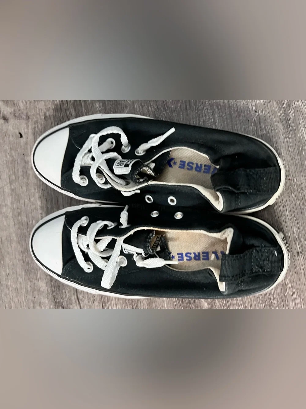 Classic Black Low Top Canvas converse elastic top Sneakers black white Accents - Picture 5 of 9